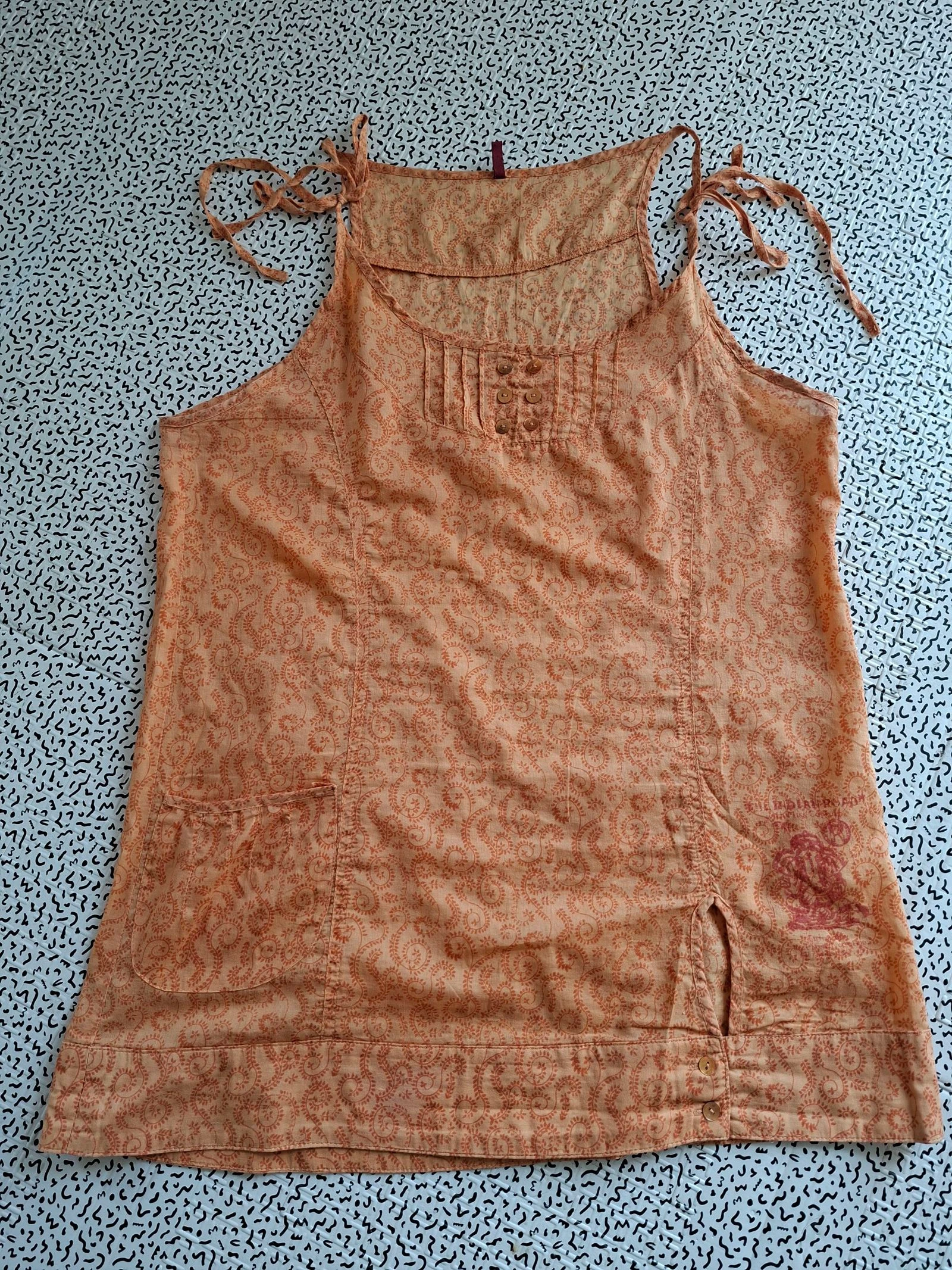 Tank top MISS Captain T38 naranja con estampado bohemio para atar – photo 4